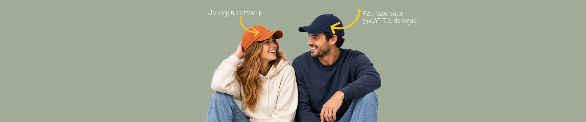 Bedrukte baseball caps voorbeeld