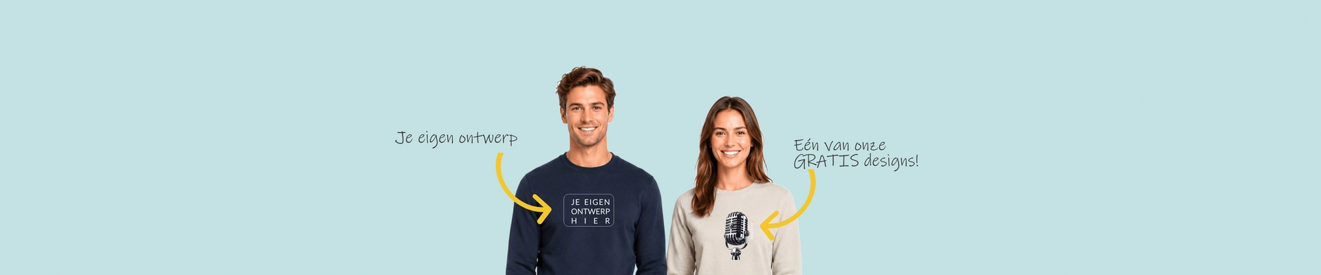 Bedrukte sweaters voorbeeld